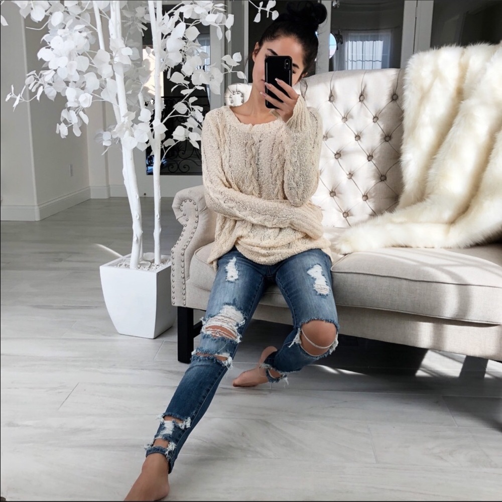 AVA Cream Cable Knit Top